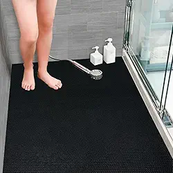 Tapete Antiderrapante Para Banheiro, Chuveiro, Box, Piscina, Áreas Molhadas (Onda Preto, 0,60 X 1,20)