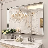 Vista 193 de LOAAO - Espejo de baño con marco de metal negro de 28x36 pulgadas para pared, espejo de tocador de baño negro mate estilo granja, antióxido, se