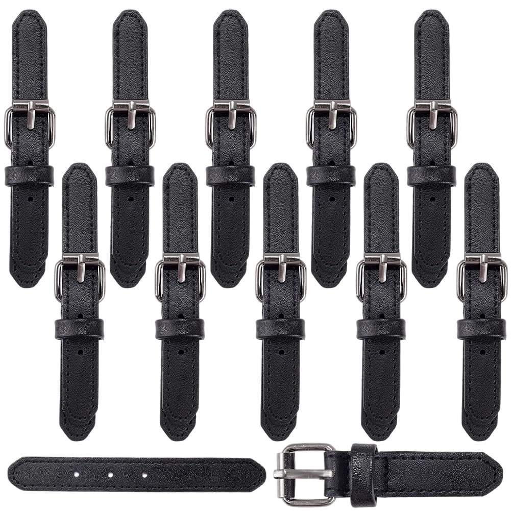 GORGECRAFT 10Pcs Sew on Toggle Buckles Black PU Leather Vintage Snap Closure Buckle Clips Buttons Fasteners Replacement with Metal Alloy Clasp for DIY Craft Coat Jacket Cloak Handmade