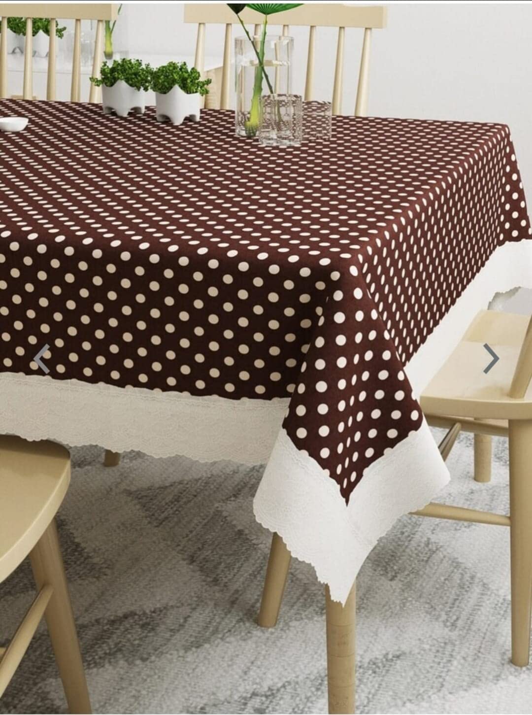 CASA-NEST Polka Dot Heavy Premium Table Cover Polyester Backing Fit 4-6 Seater 60x90 Inch Brown Polka dot printed001 (60x90) (B0B8J1FRN5) Amazon Price History, Amazon Price Tracker