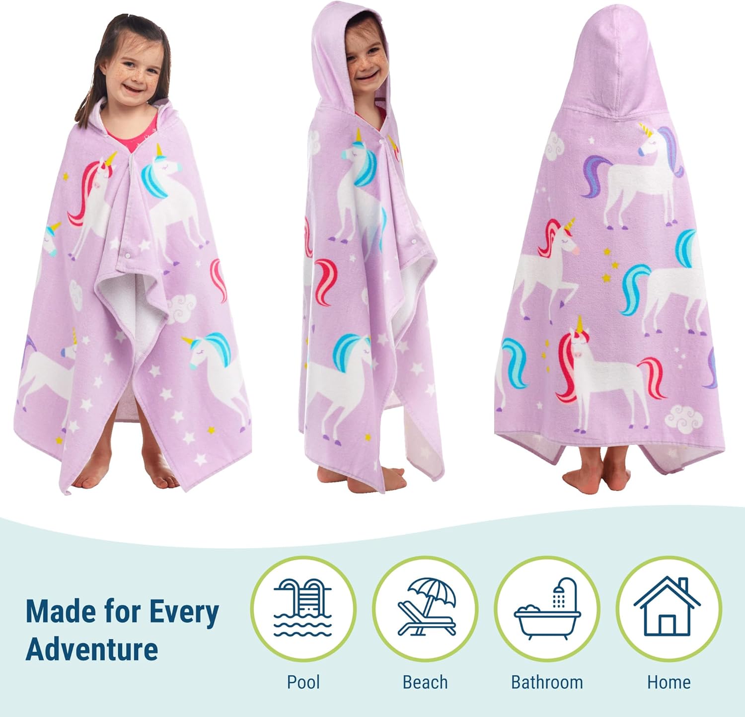 Wildkin Wet Bag Set & Hooded Poncho Beach Towel Bundle – Leakproof Wet/Dry Bags with Swim Cover-Up for Beach, Pool, Swim & Travel for Kids - Unicorn