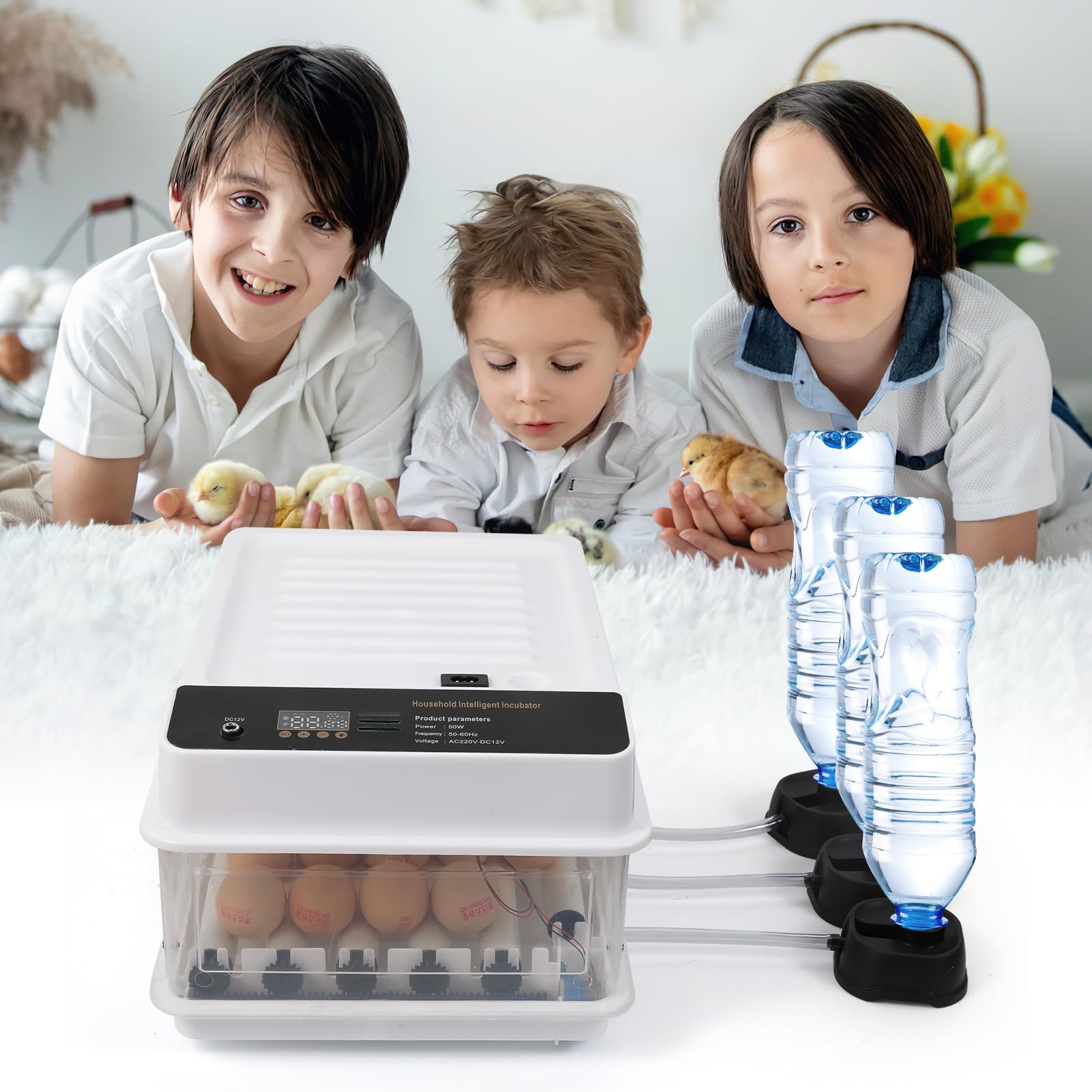 Incubadora totalmente automática, giro automático de 10 a 36 huevos, control de temperatura para incubadora, acceso automático de agua, indicador de humedad para pollos, patos, gansos y palomas (36