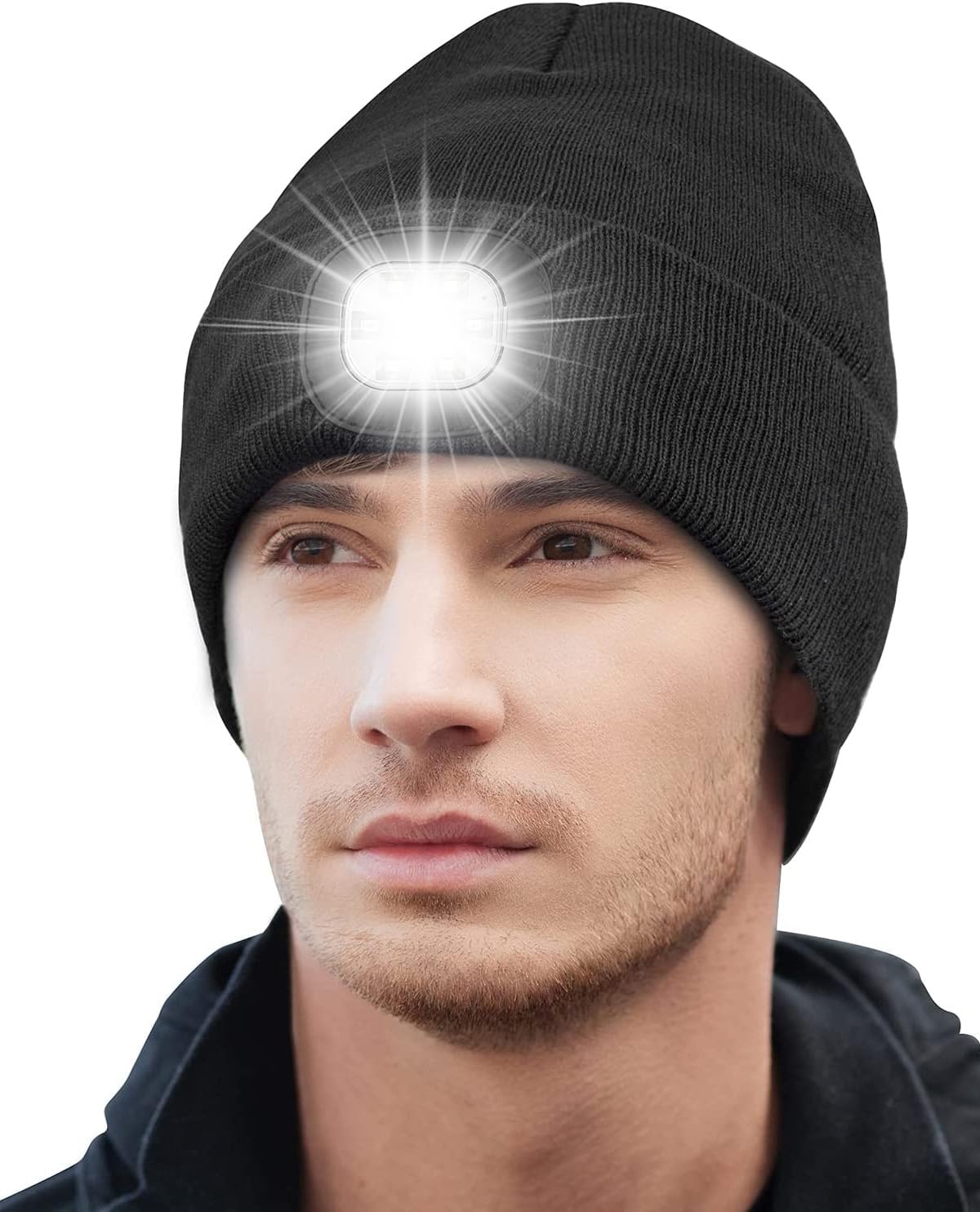 Hat with Torch, 6 LEDs Children LED Beanie Hat with Light Rechargeable, Bright Kids Hat with Torch Built in for Warm Gift, Knitted Winter Hat Running Light for Boys Girls Christmas New Year