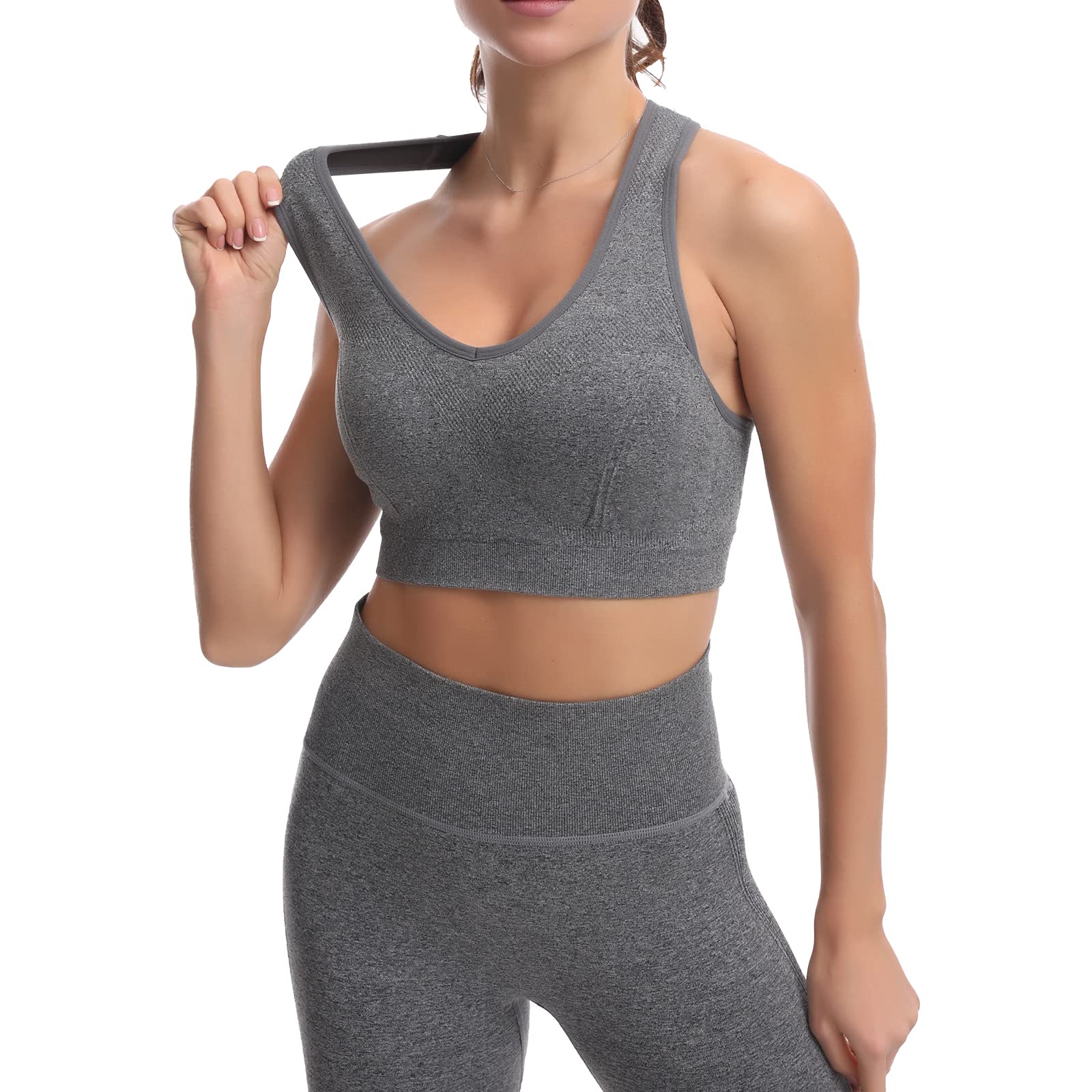 JOJOANS Tuta da donna, 2 pezzi, senza cuciture, per yoga, jogging, per il tempo libero