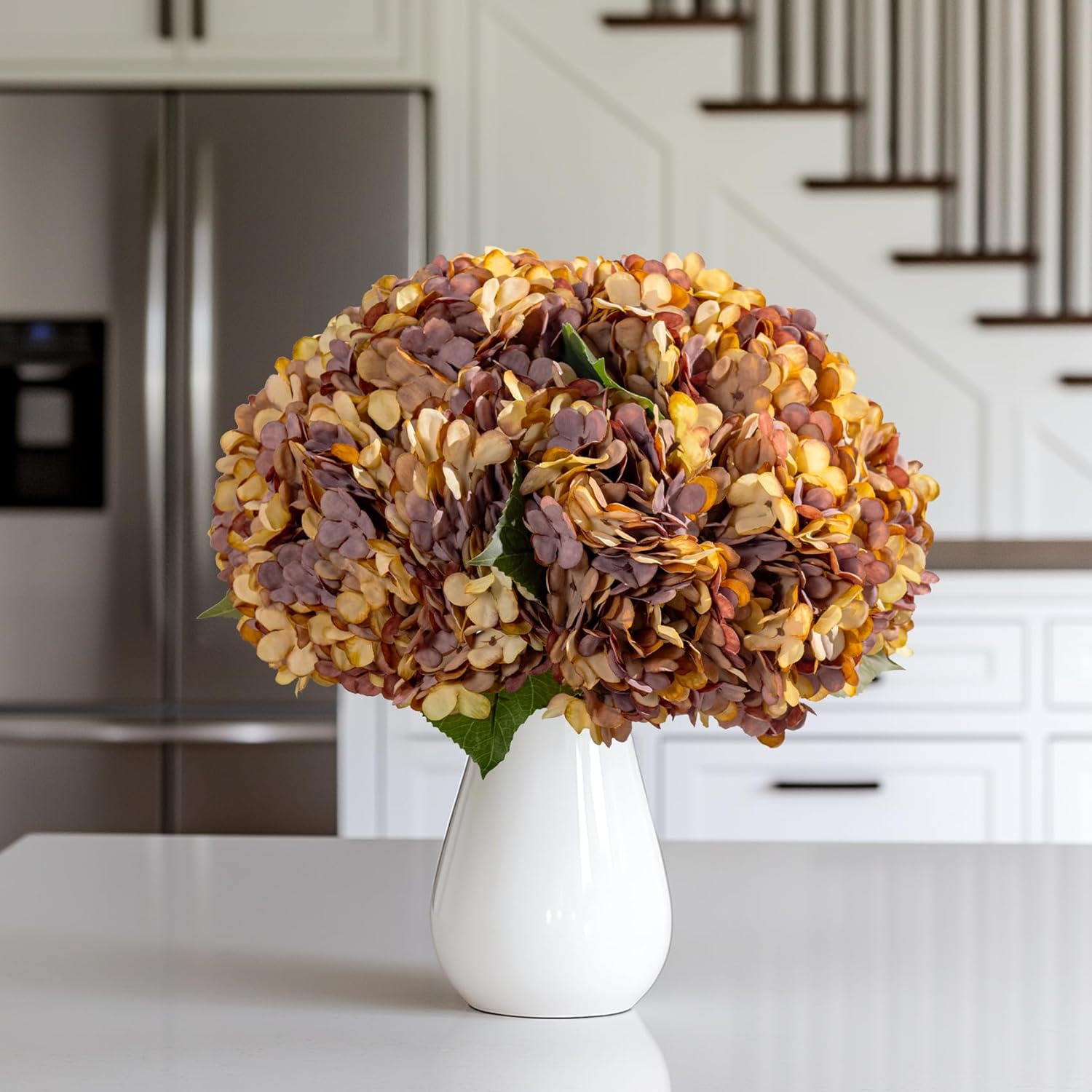 10PCS Fake Hydrangea Artificial Flowers Hydrangea Bouquet for Home Wedding Bridal Bouquet Office Party Table Centerpiece DIY Floral Decor (Autumn Orange) - Image 6