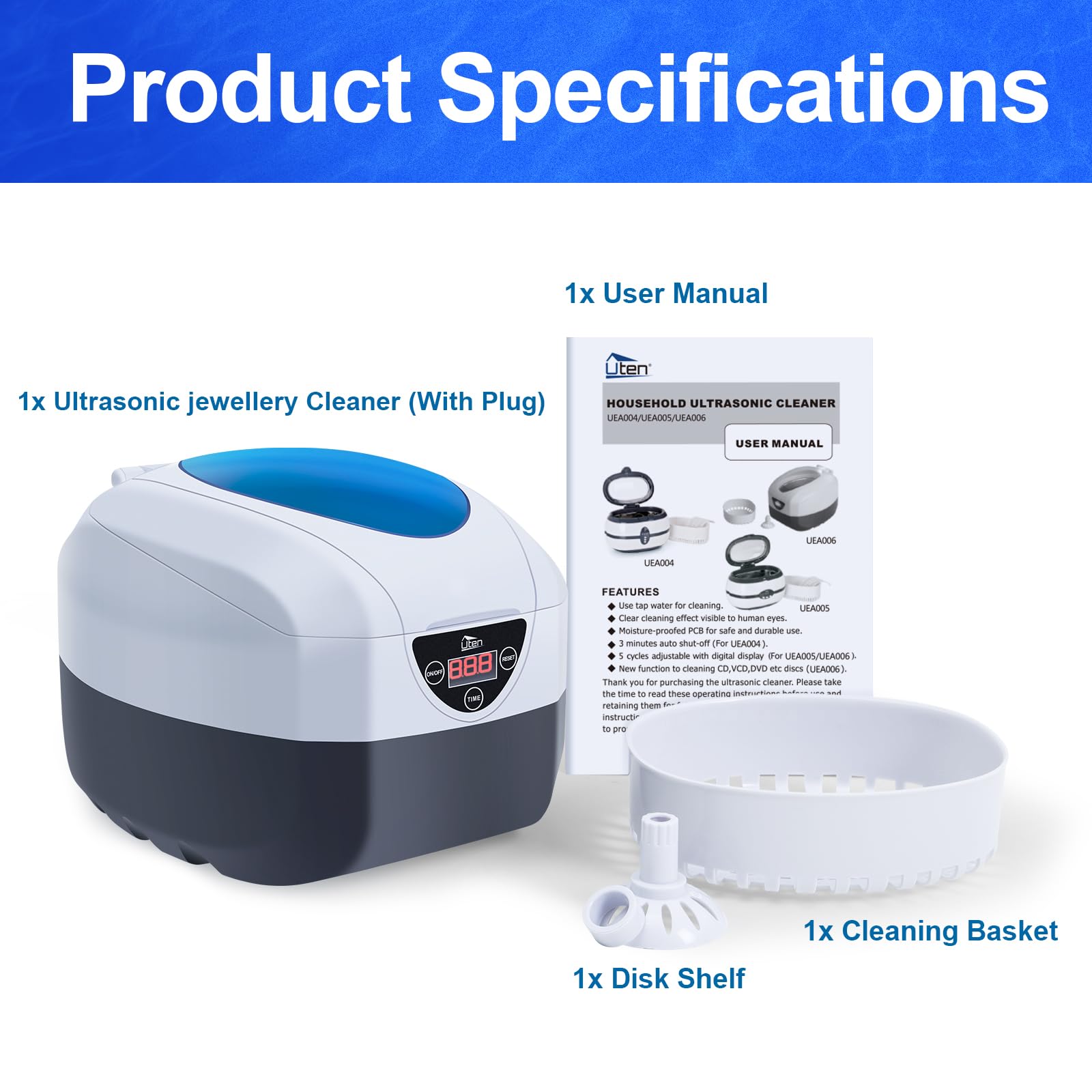Limpiador de joyas, limpiador ultrasónico profesional de joyas con temporizador, máquina portátil de limpieza de joyas para el hogar para gafas, anillos, maquinillas de afeitar, monedas, aretes