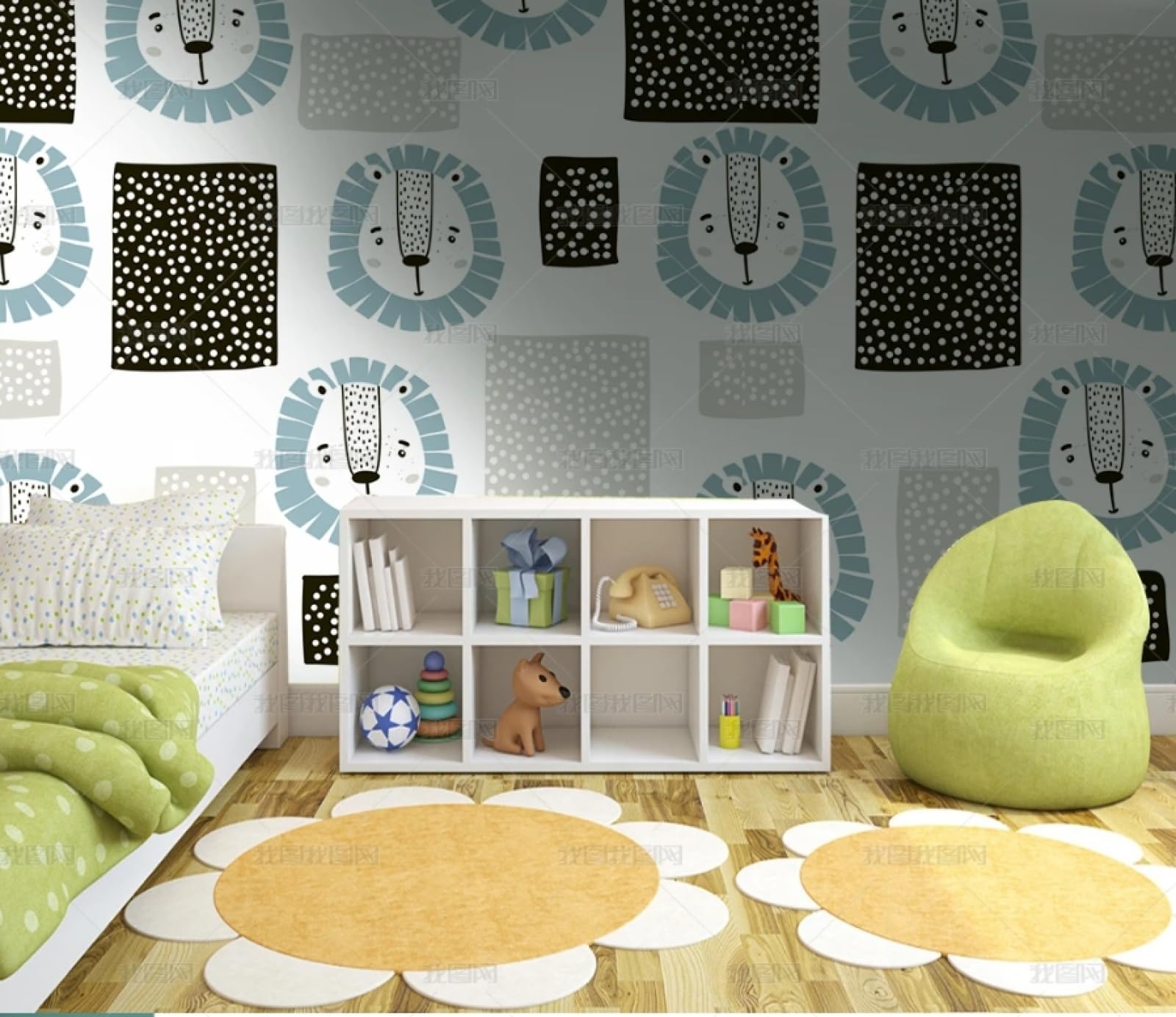 Papier peint adhésif lion imperméable et lavable, vinyle protecteur pour meuble et mur de salon
