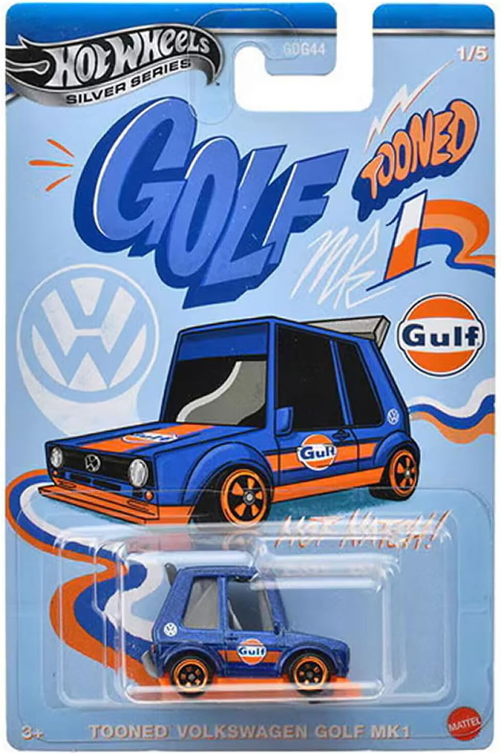 Hot Wheels Silver Series Volkswagen Golf MK1, Toon'd Series 1/5, 1:64 Scale Diecast