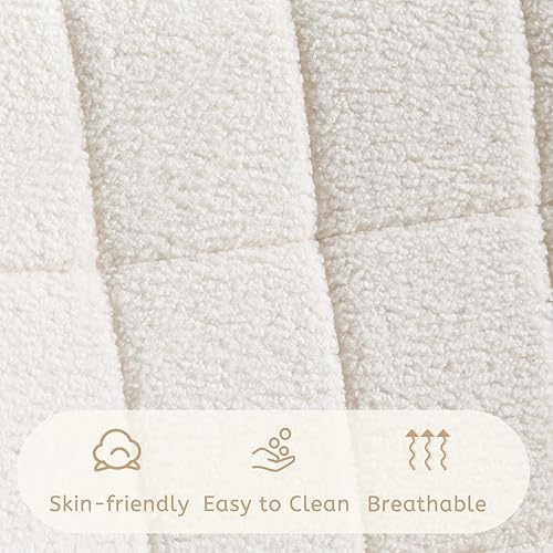 Miniatura 9 de Furniliving Mecedora para cuarto de bebé, moderna silla mecedora tapizada, mecedora con reposapiés retráctil, silla de lectura con respaldo alto,