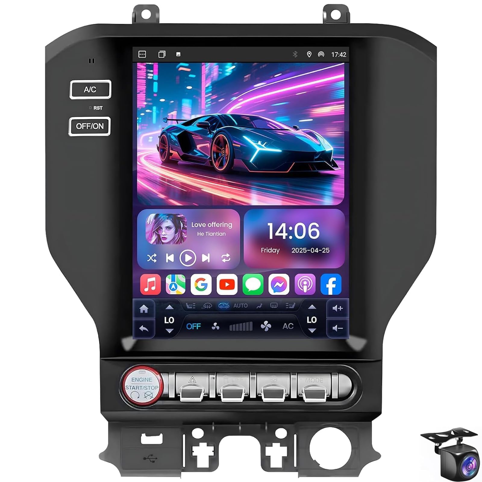 LiteGauge for Ford Mustang Radio Upgrade 2015-2023 Android Car Stereo GPS Navigation Replacement 10.4inch Wireless Carplay Android Auto DSP Multimedia Player Bluetooth SWC(Size:8CORE 6+128G,Color:A)