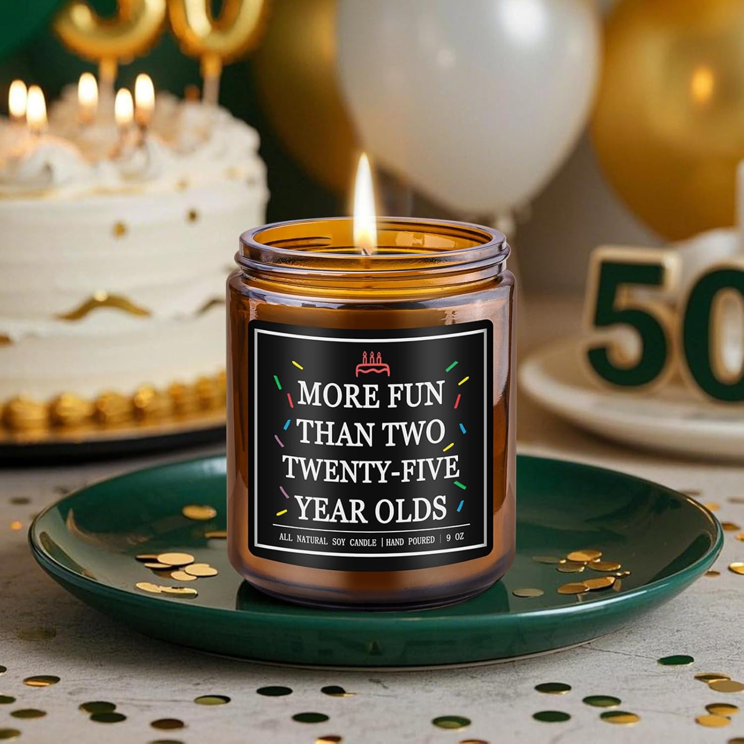 Homsolver 50th Birthday Gifts for Him Her, 9OZ Lavender Scent 50th Birthday Candles for Women Men, Mom, Dad, Friend, Happy Birthday Decorations Candle with More 50 Hours Burn Time, Handmade - Image 3
