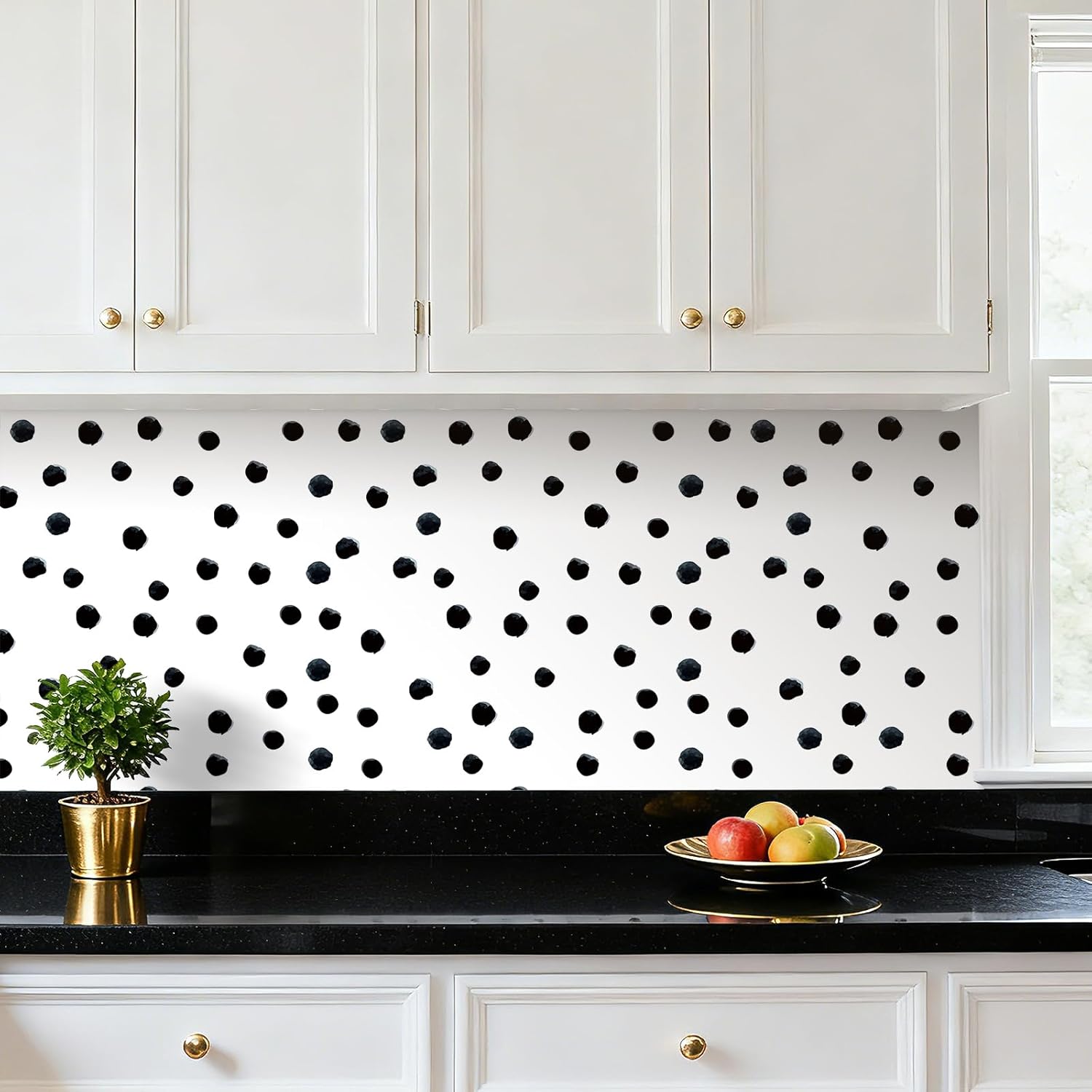 ICOOP Nursery Wallpaper Black and White Polka Dot Wallpaper for Bedroom Nursery Classroom Kids Room Spots Contact Paper Peel and Stick Minimalist Black White Contact Paper for Shelves 17.5"x80"