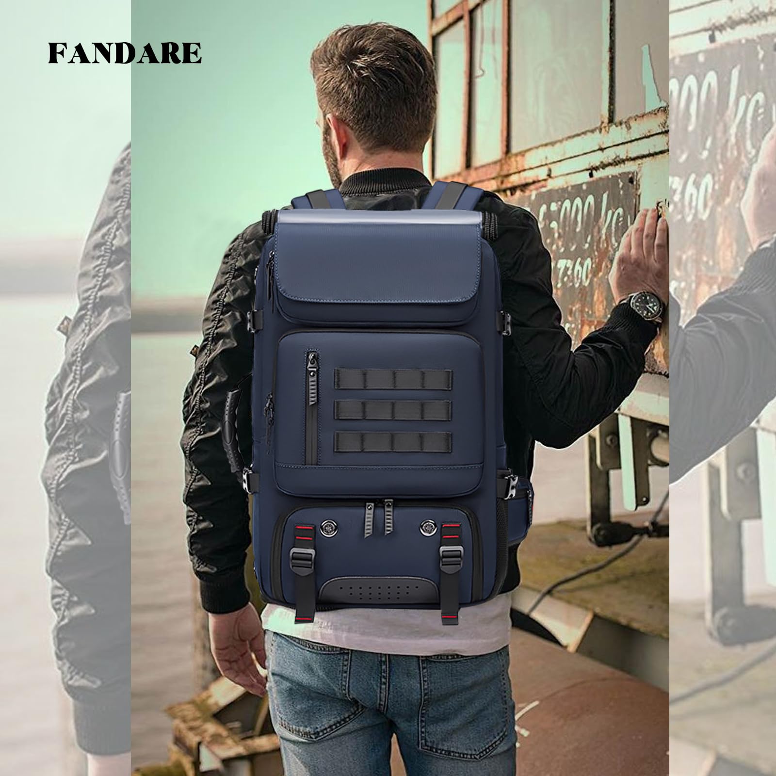 FANDARE Antifurto Zaino PC Portatili Uomo Rolltop Zainetto con scomparto per scarpe Militare Donna Zaini da Escursionismo Zaino con USB Borsa a mano Zaino viaggio Lavoro Borsa a tracolla