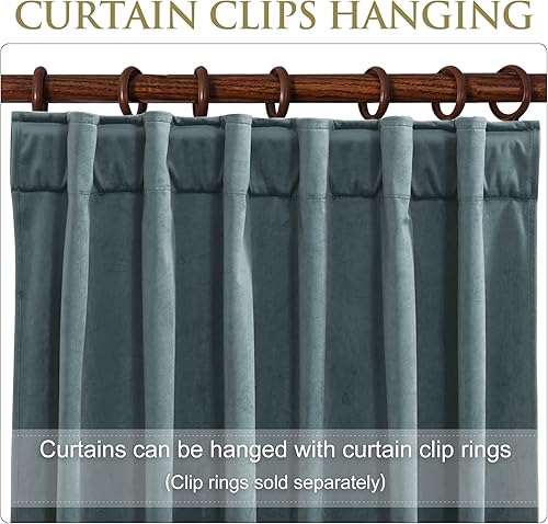 Miniatura 134 de StangH Cortinas verdes de terciopelo, cortinas extralargas para oscurecer la habitación del dormitorio, cortinas para sala de estar, cortina Verde