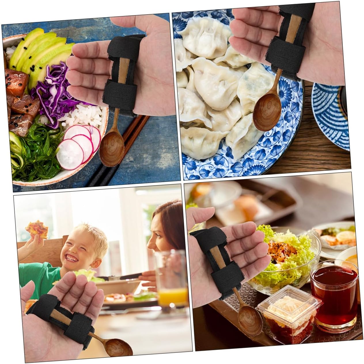 GLEAVI 8pcs Adaptive Utensils Fixing Strap Holder for Elderly Hand Grip Multi-use