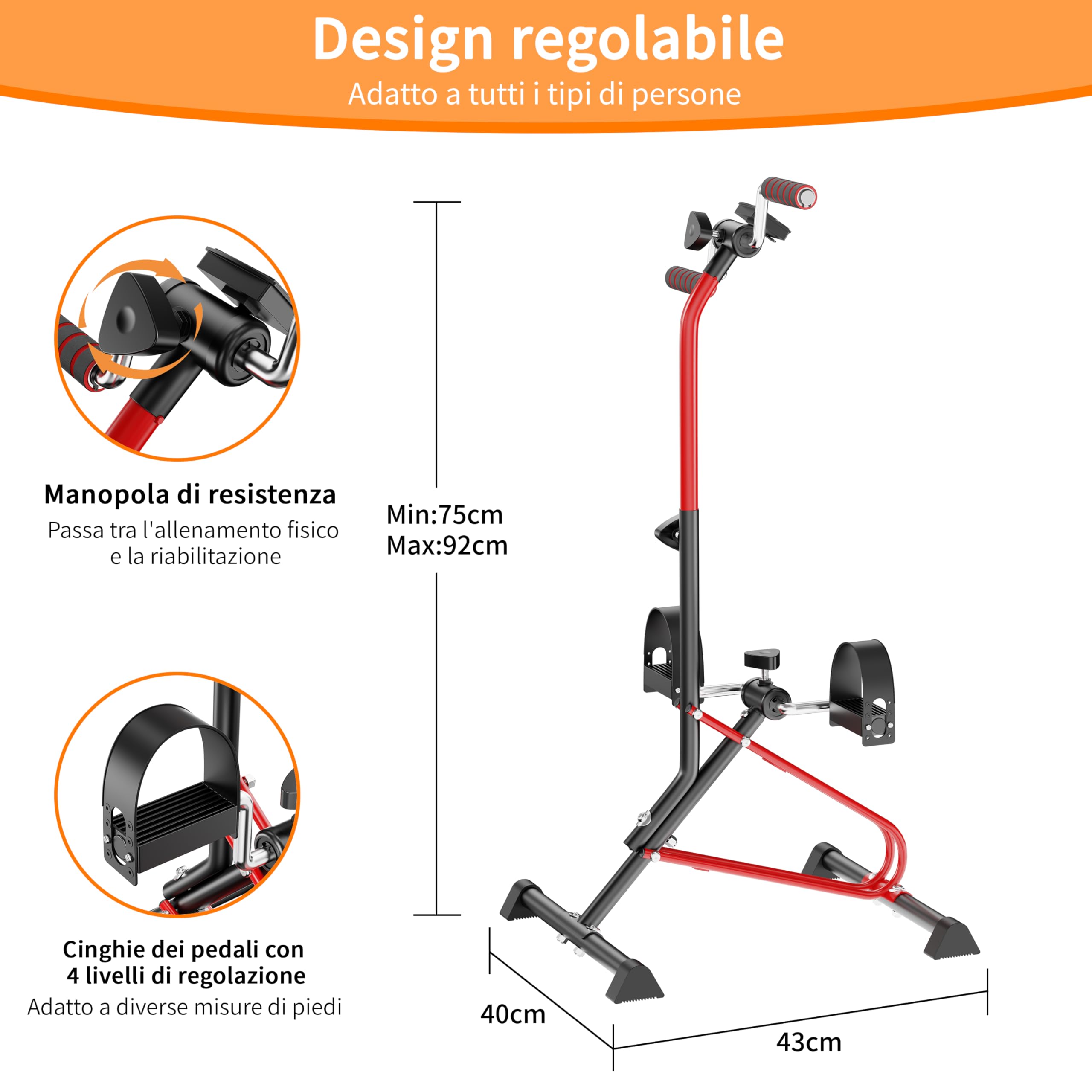 Pedaliera per Braccia e Gambe da Divano e Poltrona con Schermo LCD, Mini Bike Ginnastica Passiva Cyclette Manubrio Display Bici da Camera Casa Home Gym