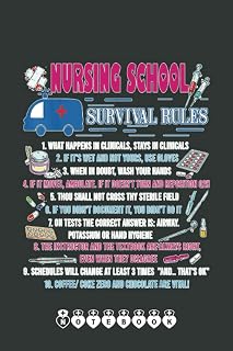 Womens Nursing School Survival Rules Funny Nurse Gift Notebook: Funny Nursing Student Nurse Composition Notebook Back to School 6x9 Inches 110 Ruled Pages Journal Diary Gift LPN RN CNA School