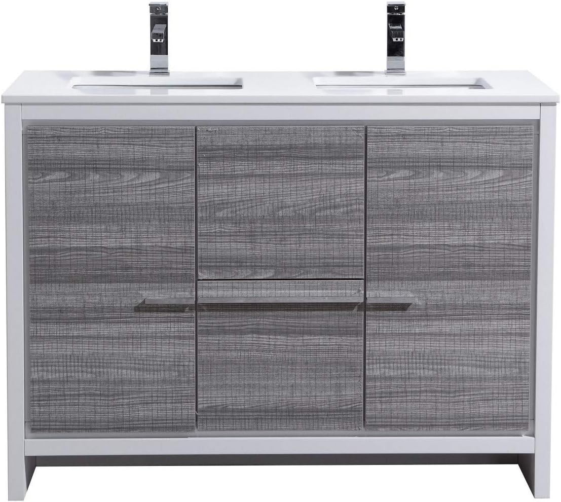 Amazon.com: Dolce 48″ Double Sink Ash Gray Modern Bathroom Vanity with ...