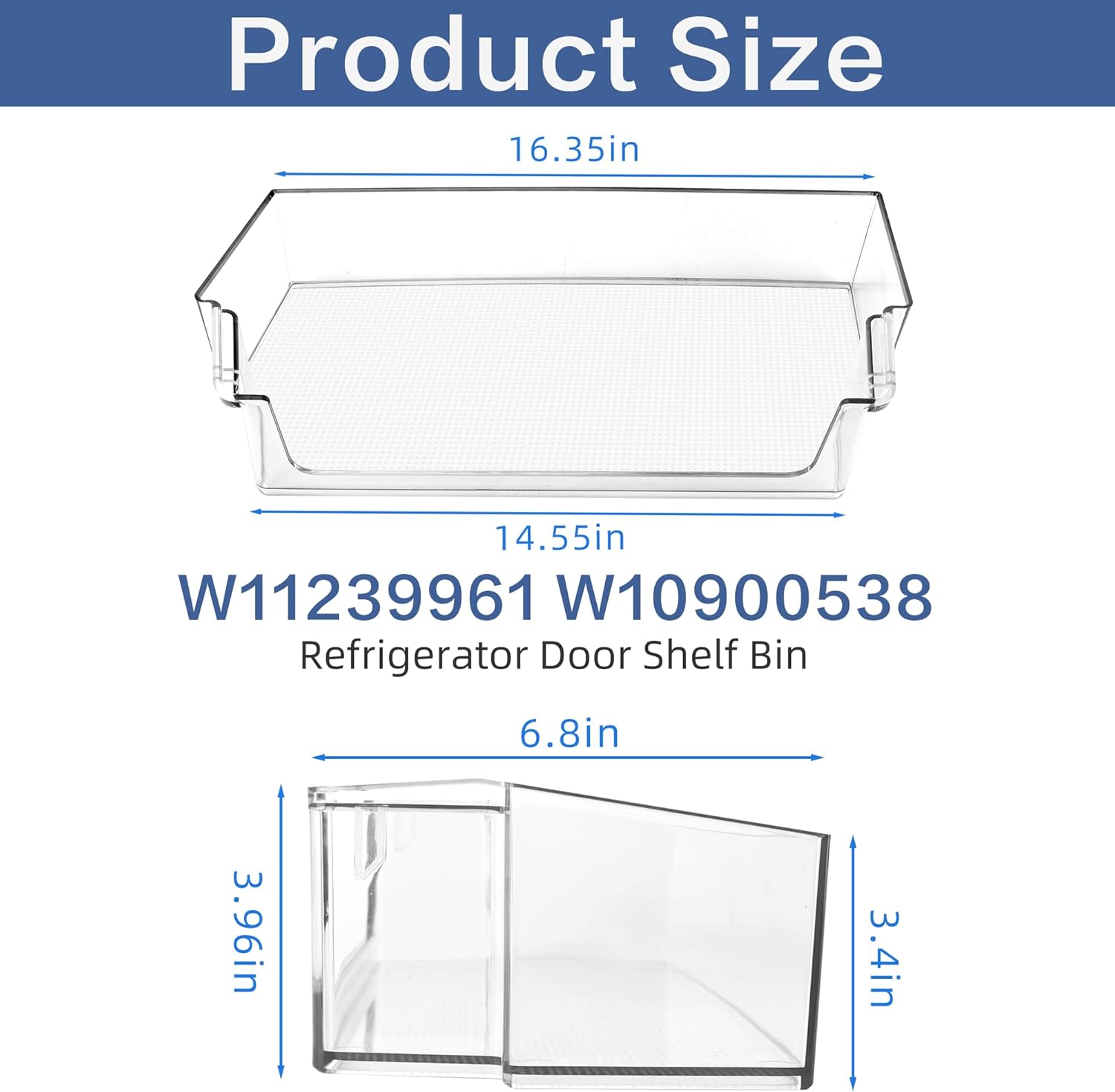 W11239961 W10900538 Refrigerator Door Bin Shelf Compatible for Whirl-Pool Refrigerators by Fetechmate Replace 4591452 W10900538 AP6333410 PS12578777 2-Pack