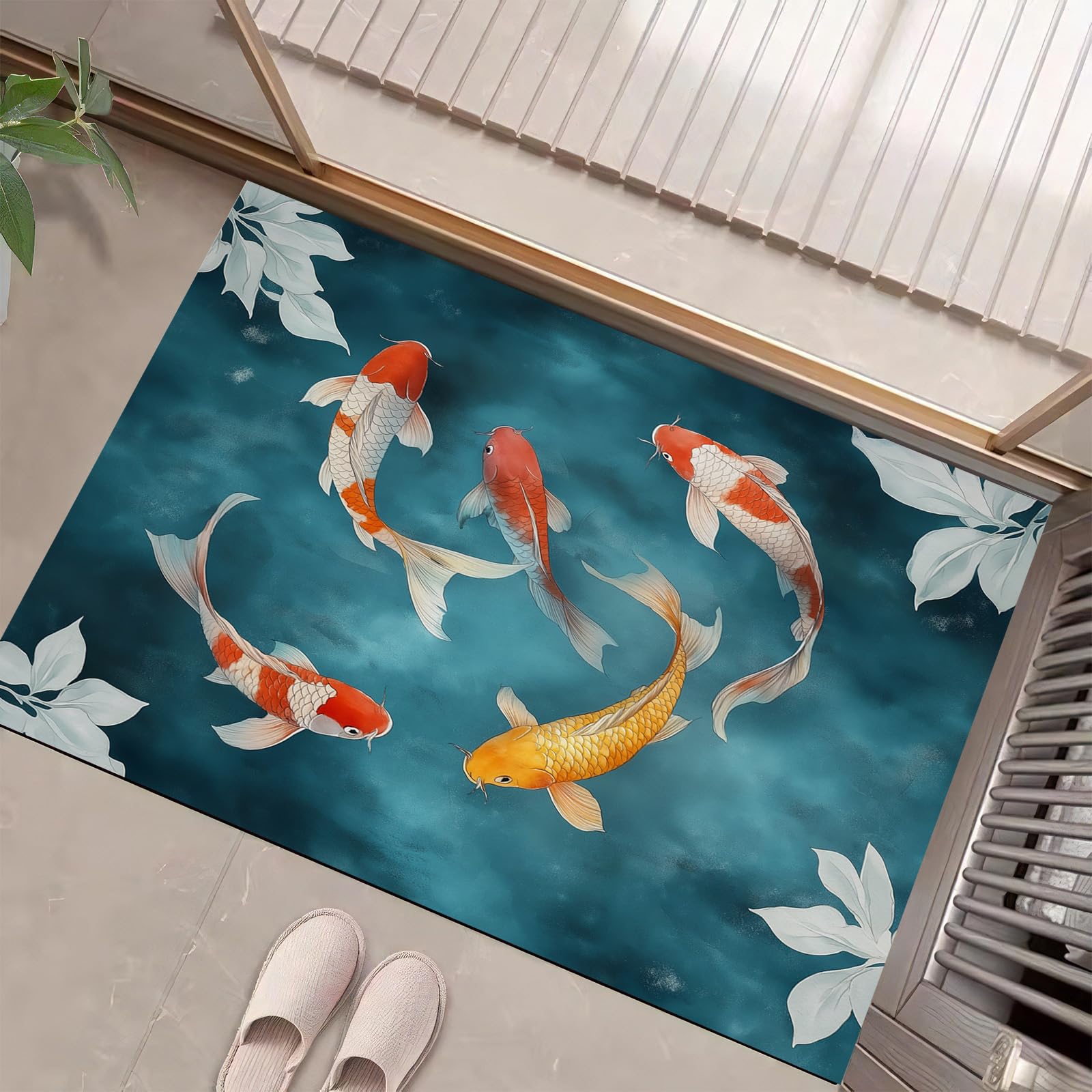 Paillasson Koi 50x80 cm : tapis d'entrée antidérapant et absorbant pour couloir