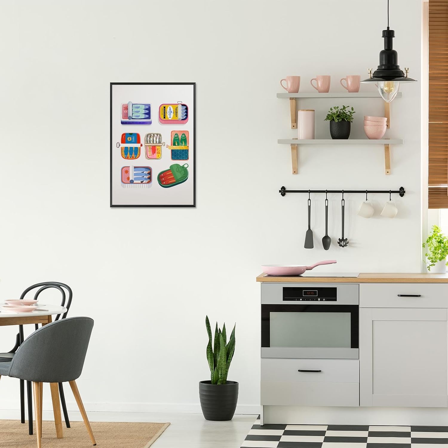 Viokalt Funky Cute Sardine Tin Wall Art Colorful Sardines Food Canvas Posters Whimsical Fish Foods Aesthetic Prints Painting For Living Room Kitchen Dining Room Wall Decor 12x16in Unframed