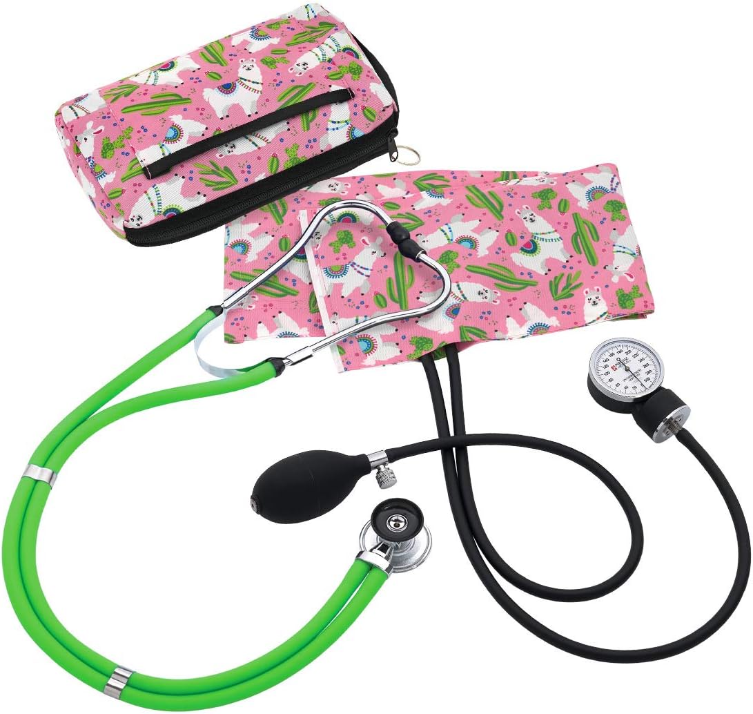 Prestige Medical Aneroid Sphygmomanometer/Sprague-Rappaport Kit, Llamas Pink