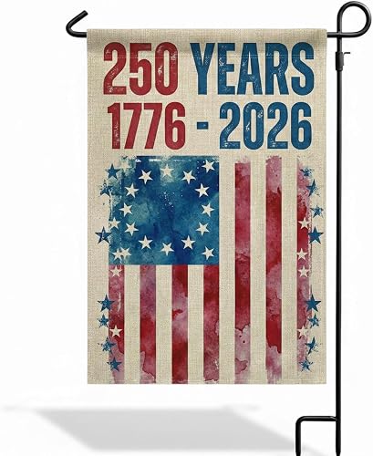 250 Years America Garden Flag,250th Anniversary USA Patriotic Banner Double-Side