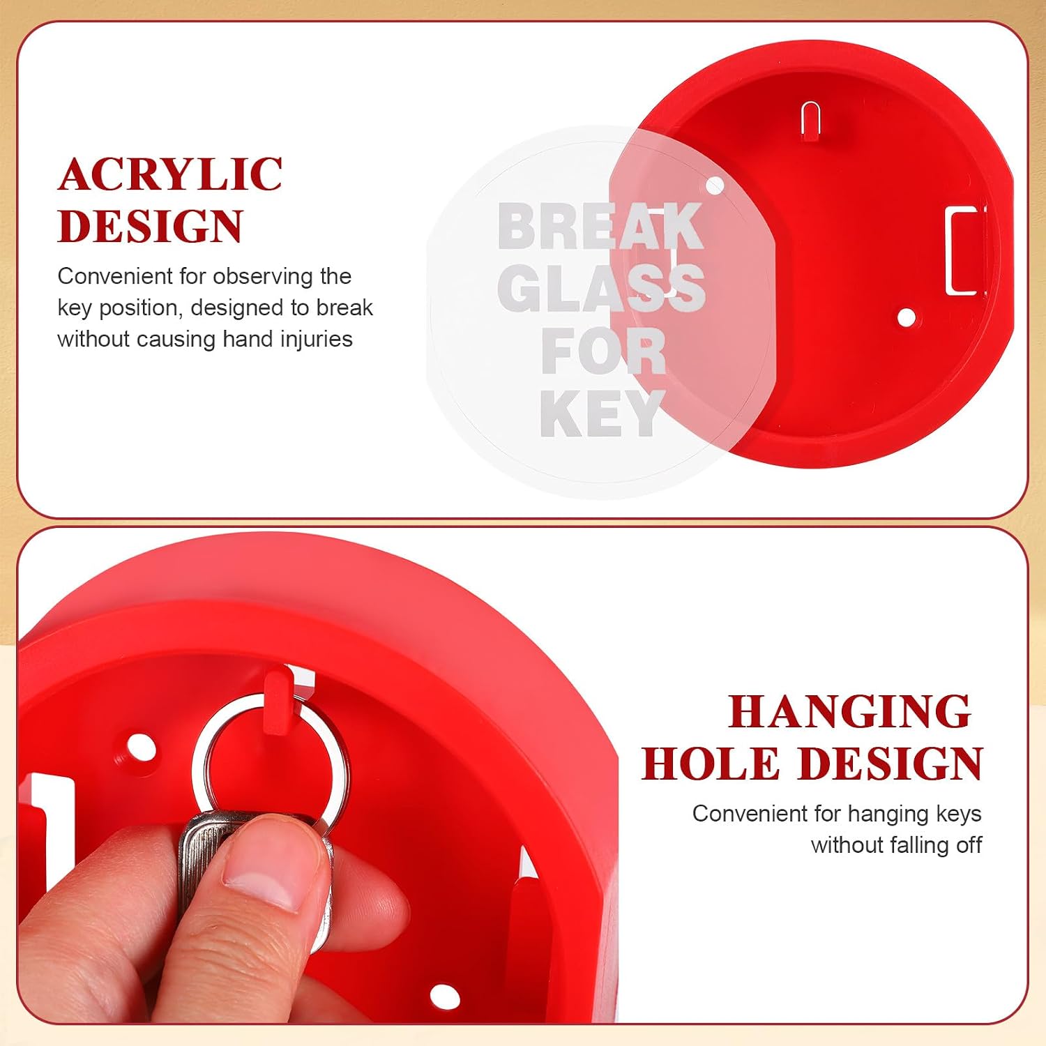 Emergency Safety Break Glass Box Wall Mounted Security Case for Entry Card Hazard Items Hub Office School Home Organization Bright Crimson image 5