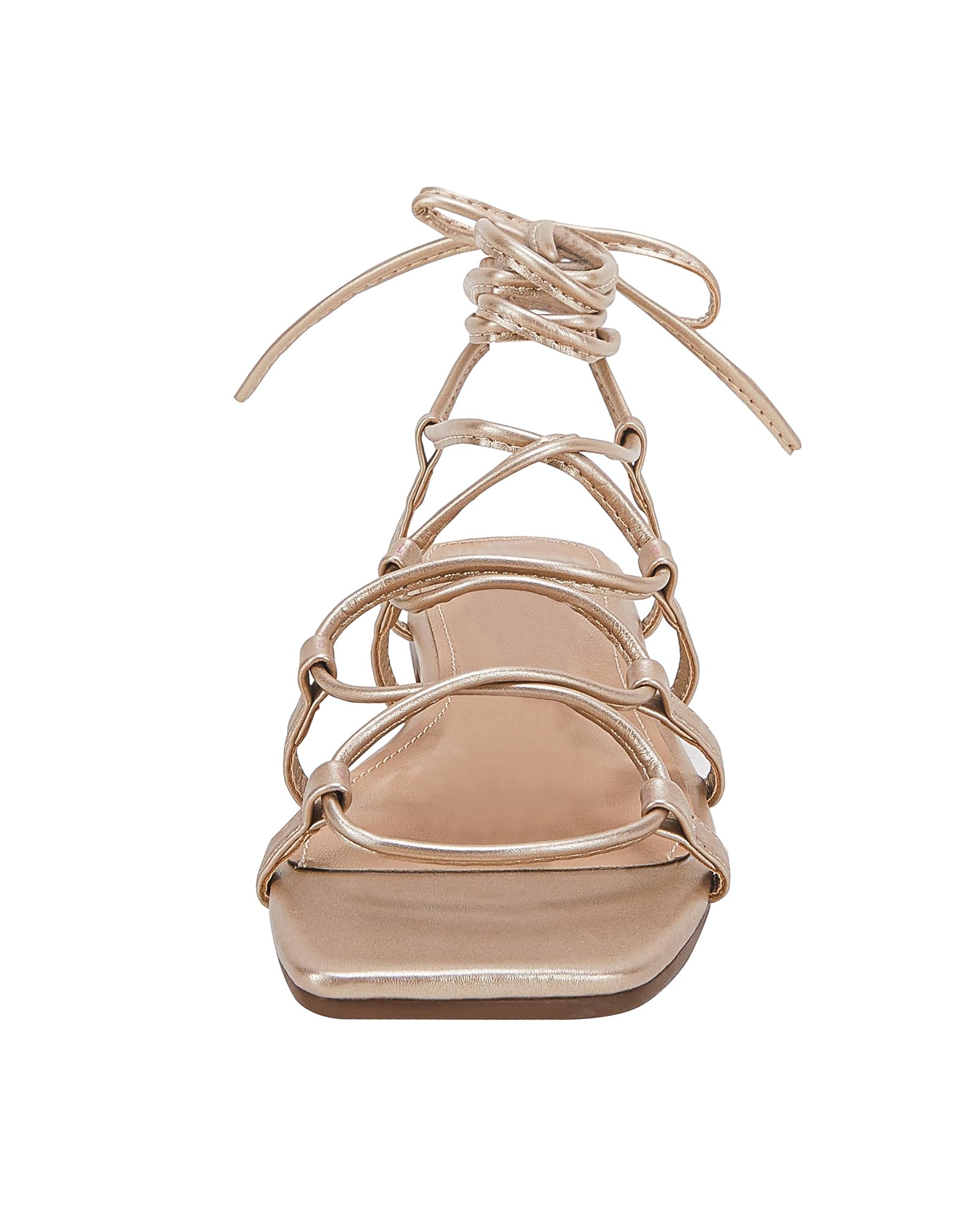 PiePieBuy Womens Lace up Square Toes Flat Sandals with Ankle Strap Summer Criss-Cross Gladiator Shoes