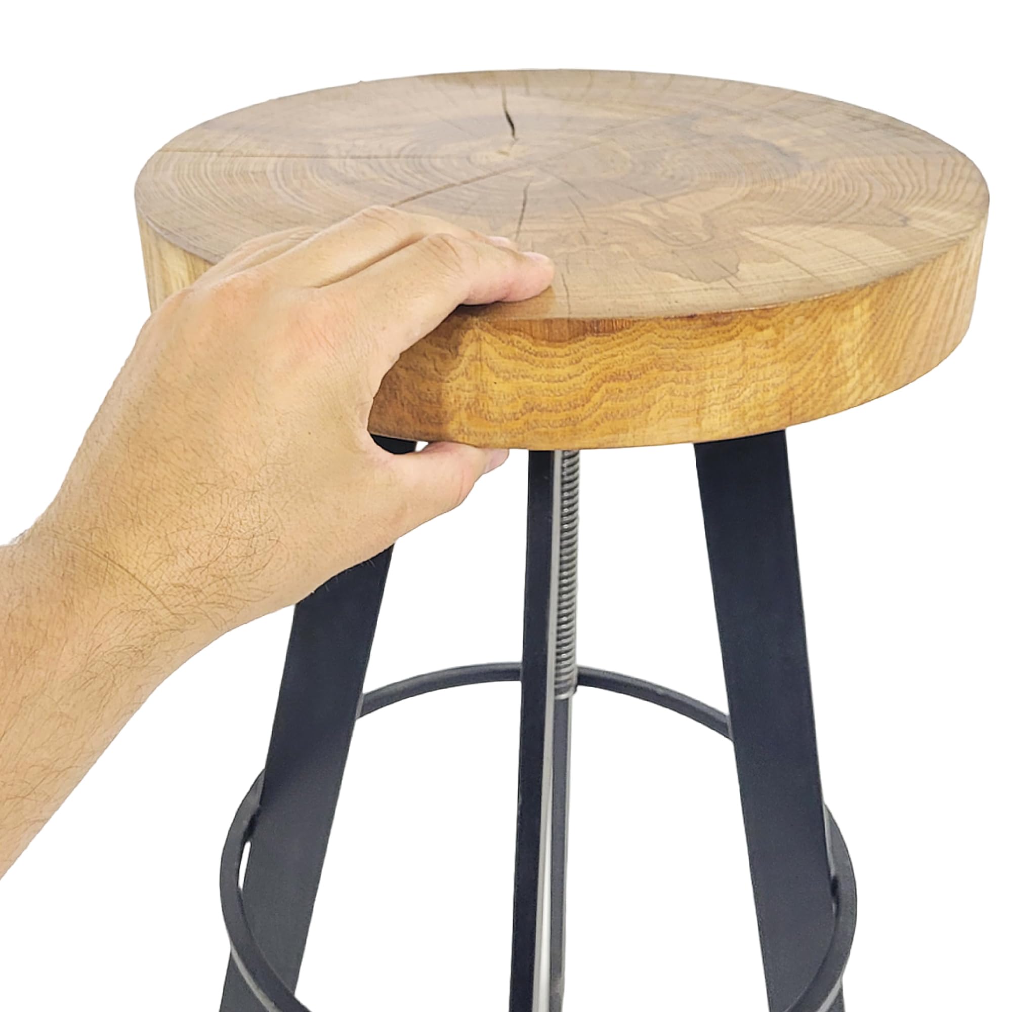 weeco Tabouret avec assise pivotante en bois et pieds en métal Tabouret avec hauteur d'assise réglable Hauteur 65-80 cm Poids 13 kg