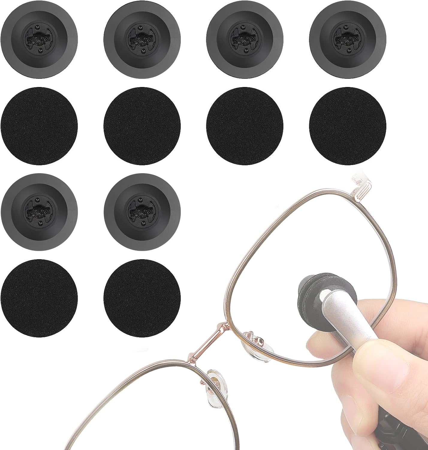 12 Pcs Eyeglass Cleaner Replacement Pads for Peeps CarbonKlean,6 Pairs Peeps Replacement Pads, Eye Glasses Cleaning Brush Pad Tool for Fingerprint, Debris Removal