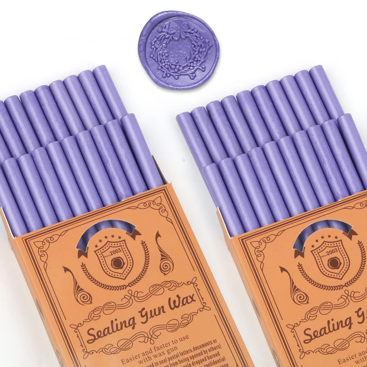 Purple Wax Seal Sticks, 40pcs Glue Gun Compatible Pearl Purple Wax Sealing Sticks for Wedding Invitations, Letter Envelopes