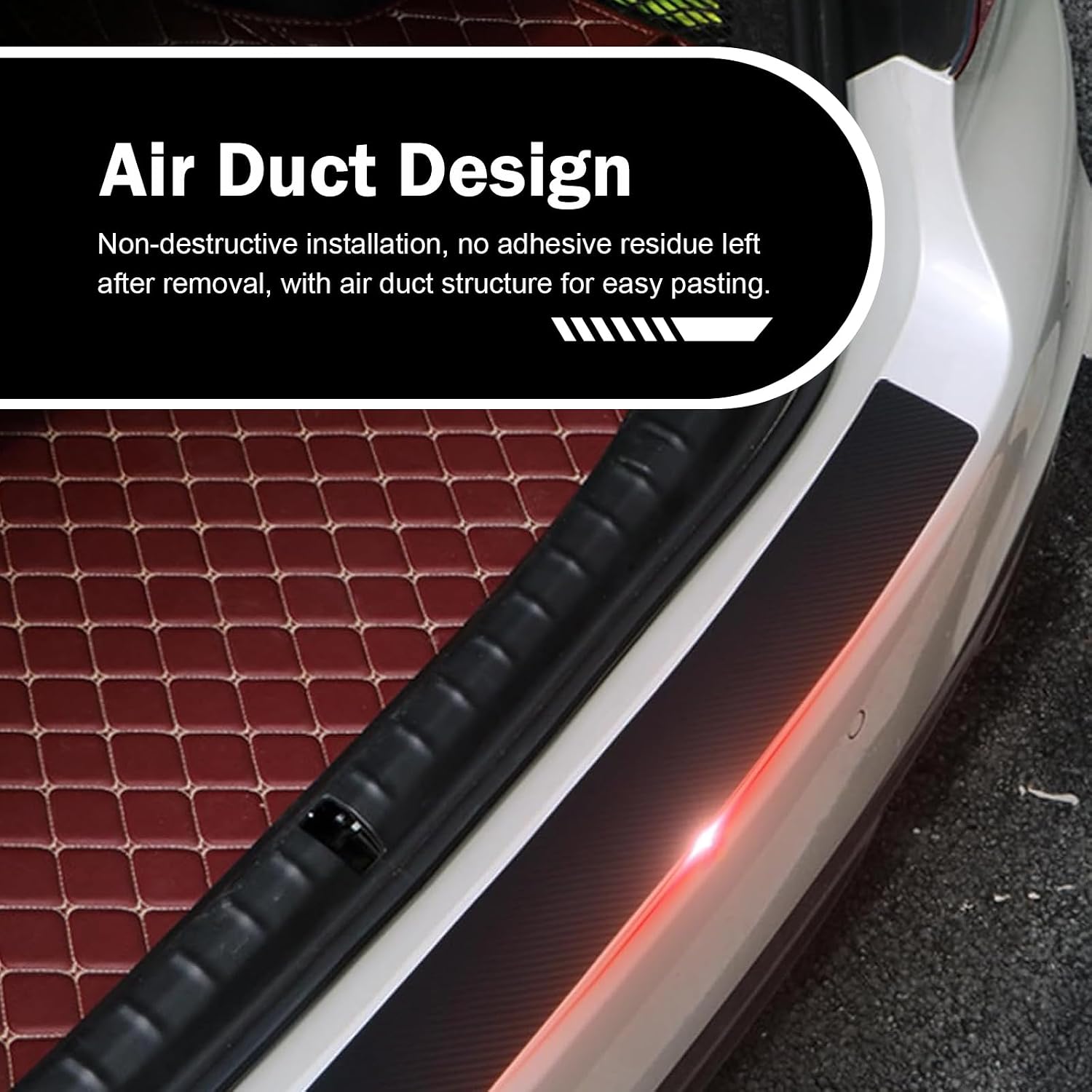 WZP Car Rear Bumper Protector Guard, Carbon Fiber Anti-Scratch Trunk Door Sill Protection Strip Sticker, 41"x3.75" Trunk Lip Cover, Universal for Car, Truck, SUV, Van (Black)