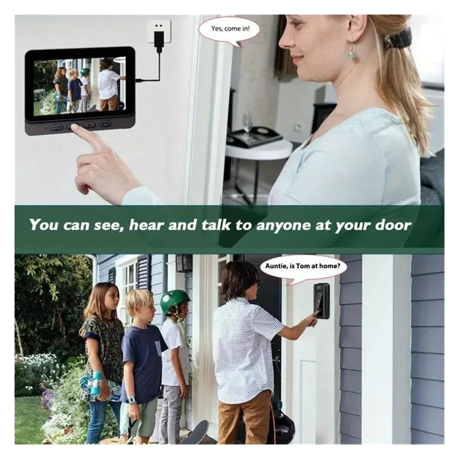 Caméra de Sonnette vidéo Intelligente sans Fil, 1080P HD avec