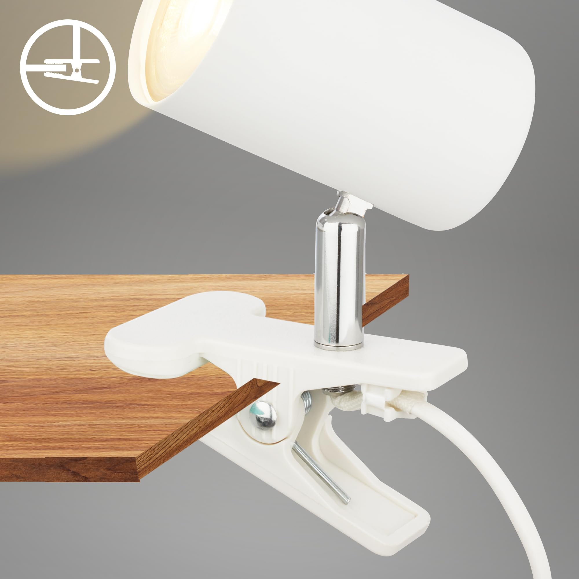 BRILONER - Lampa biurkowa z przełącznikiem kablowym, obrotowa, nocna, do czytania, biurowa, dziecięca, 16.5x6.5x12 cm, biała – funkcjonalna i kompaktowa
