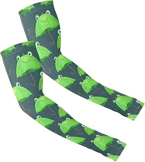 ODAWA(オダワ) 滑り止めサンスリーブ ランナー用 UV日焼け防止 - グリーンアンブレラ カエル バレーボール アームスリーブ 建設釣り用