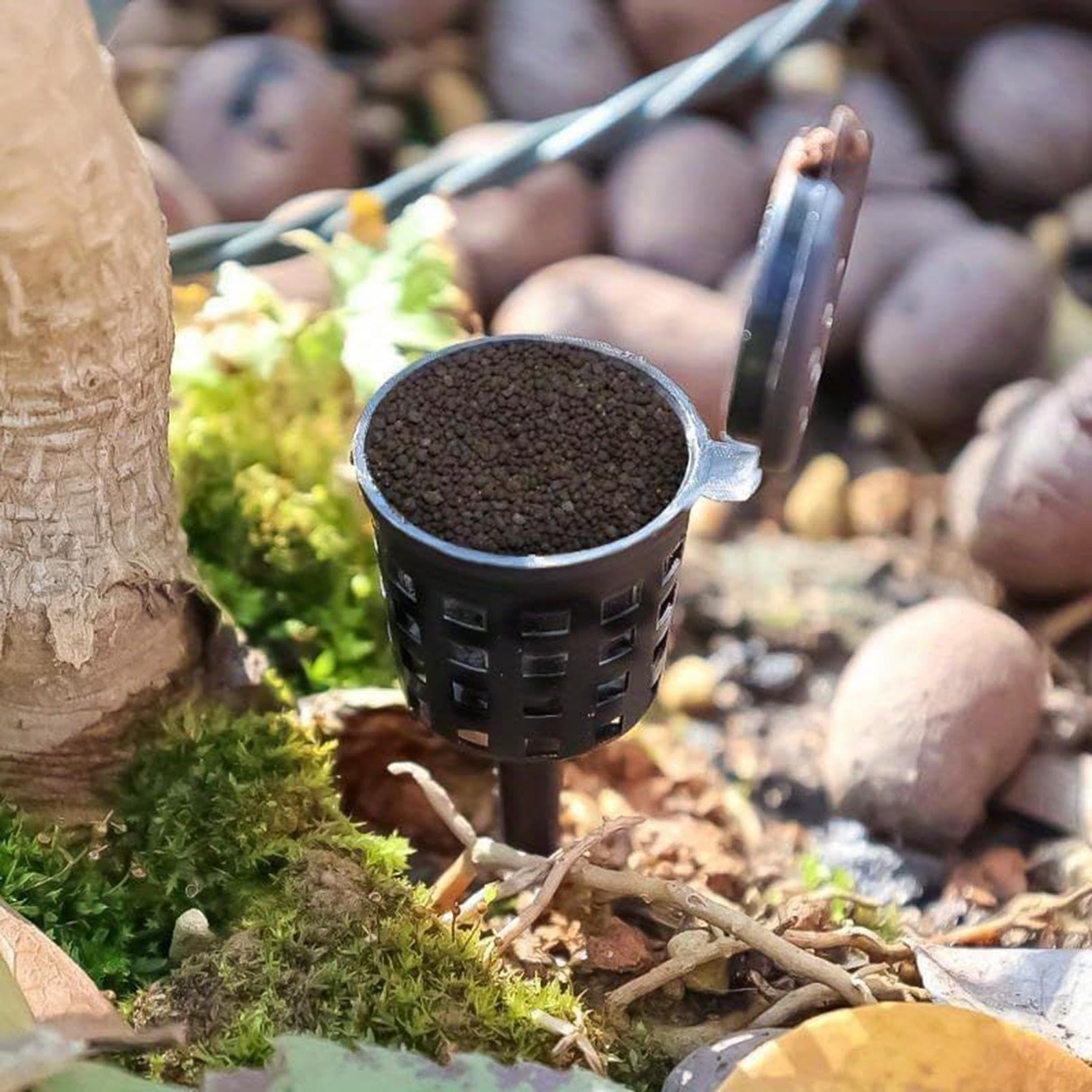 Cestas de abono para plantas con tapa | 10 unidades portátil lenta con tapa | Cesta fertilizante bonsái, para jardinería, casa, patio, jardín, patio, flores, albahaca