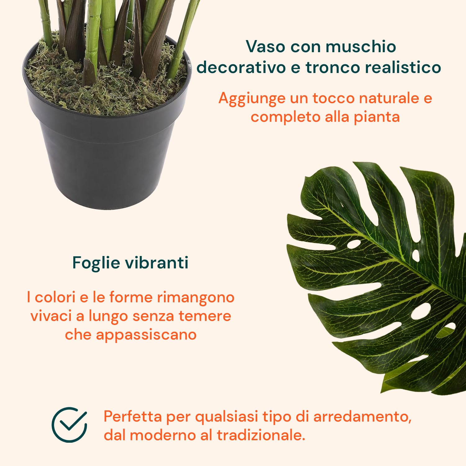 Avilia Künstliche Monstera-Pflanze mit 16 Blättern, 170 cm, Topf mit natürlichem Moos, perfekt für Innenräume, große Kunstpflanze für Wohnzimmer, realistische Zimmerpflanze