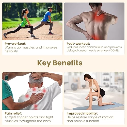 Miniatura 3 de Rodillo muscular de doble fila para músculos, tejido profundo, con rodillo de una pieza, contactos de masaje biónico y mango antideslizante, alta