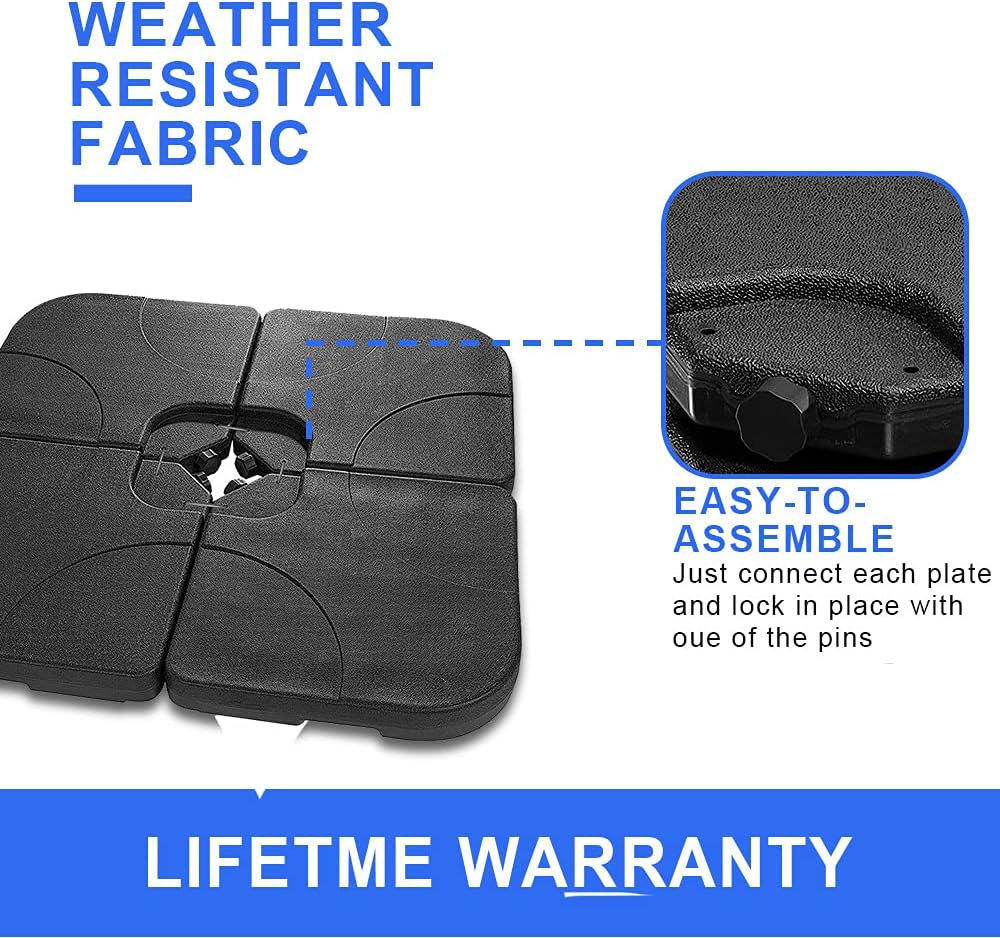 Crossbar Patio Umbrella Base with 4-Piece Heavy-Duty Cantilever Offset and Easy-Fill Sprouts for Sand or Water 220lbs, Black