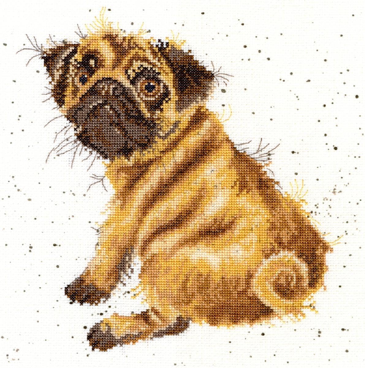 Bothy Threads Pug Counted Cross Stitch Kit 26x26cm XHD11, Multicoloured