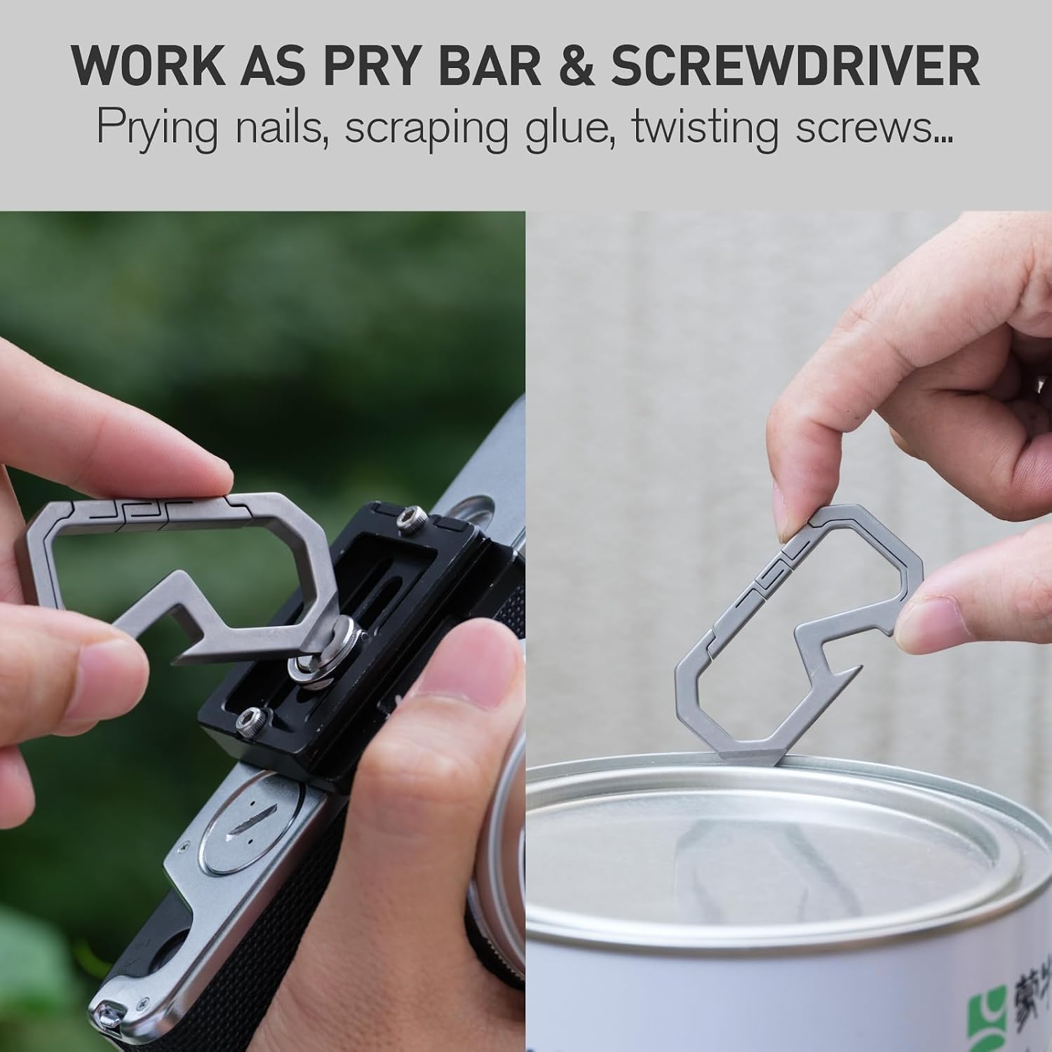 KEEPO LINK Titanium Keychain Carabiner Multitool with Bottle Opener, OLM07 | Ultralight EDC Key Organizer Multi-Tool with Screwdrivers, Pry Bar, Outdoor Survival Gear for Everyday Carry