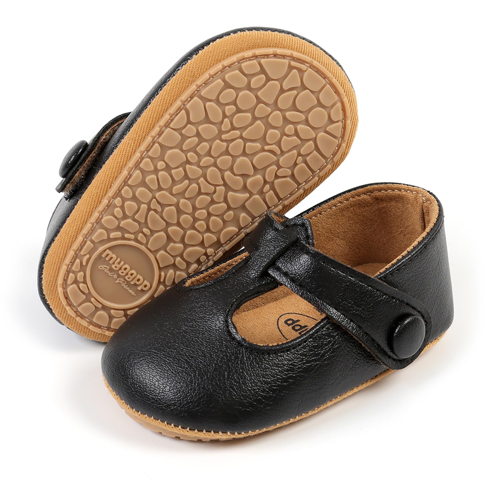 SOFMUO Baby Boys Girls Lace Up Leather Sneakers Soft Rubber Sole Infant Moccasins Newborn Oxford Loafers Anti-Slip Toddler Wedding Uniform Dress Shoes