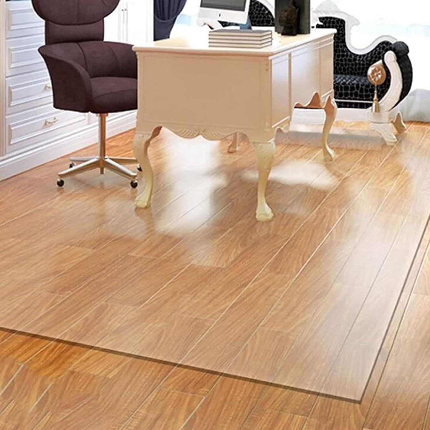 Transparent Chair Mat Area Rugs Clear Vinyl Plastic Floor Runner Protector, Desk Chair/Stairs/Pets Carpet Protector Mat, Non-Skid Waterproof Dustproof,80cm/100,Clear-100x350cm(3ftx11ft)