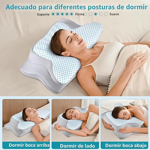 Miniatura 7 de Almohada cervical para aliviar el dolor de cuello  Almohada ergonómica para dormir de lado para adultos, almohada de contorno cervical refrescante,