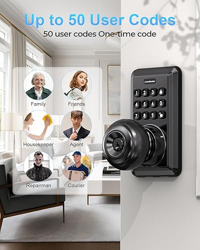 Miniatura 2 de Cerradura de puerta de entrada sin llave, perilla de puerta con teclado, cerradura de puerta con teclado con asa, perilla de puerta sin llave,