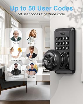 Keyless Entry Door Lock-Keypad Door Lock with Handle-Door Knob with Keypad-Electronic Digital Smart Locks-Auto Lock-Easy Installation-Matte Black