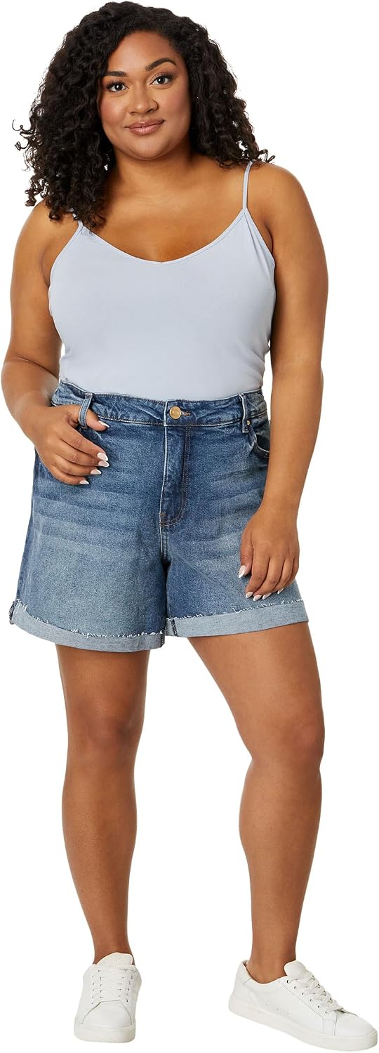 KUT from The Kloth Womens Plus Size Jane High-Rise Short Univen Roll-up Raw HemDenim Shorts