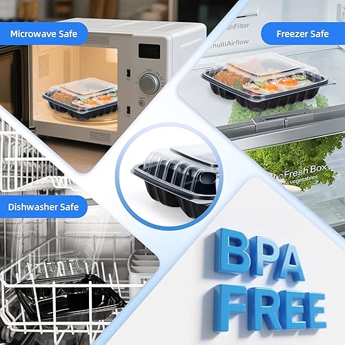 Miniatura 100 de YANGRUI Recipientes de plástico de 6 pulgadas, 17 onzas, paquete de 55 unidades – tapa reutilizable Crystal View anti niebla sin BPA PP Clamshell