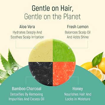 Shampoo Bars with Conditioning Effect - Solid Shampoo Bar, Natural, Biodegradable, 4pk